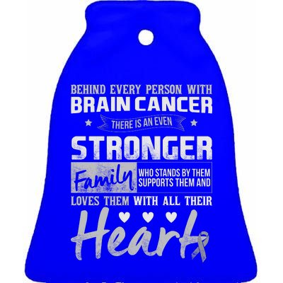 Brain Cancer Awareness Strong Family Ceramic Bell Ornament