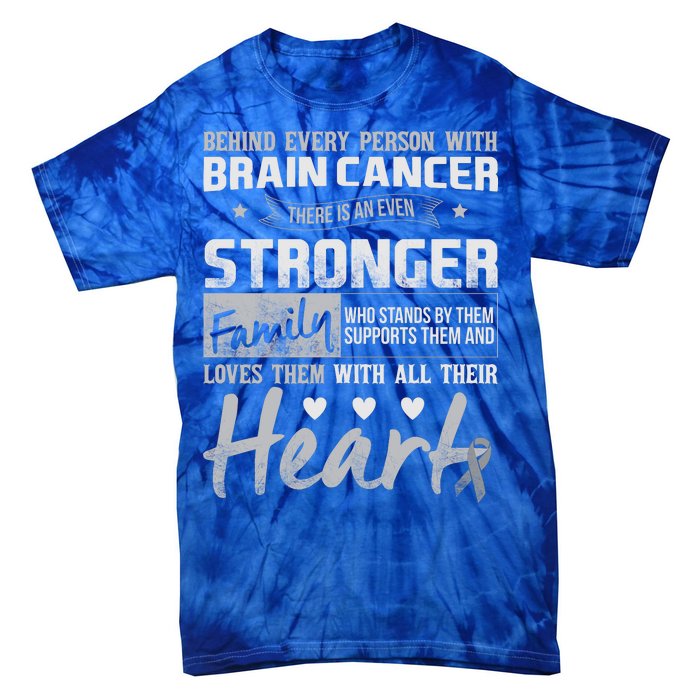 Brain Cancer Awareness Strong Family Tie-Dye T-Shirt