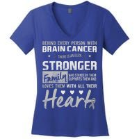 Brain Cancer Awareness Strong Family Women's V-Neck T-Shirt