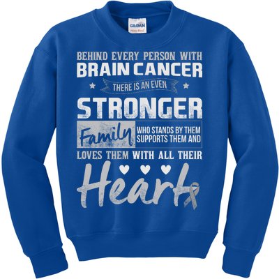 Brain Cancer Awareness Strong Family Kids Sweatshirt