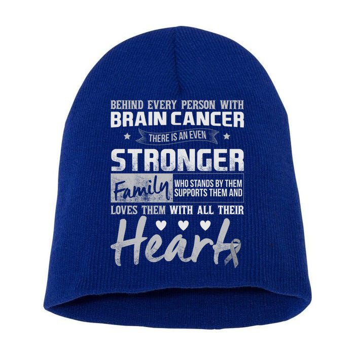 Brain Cancer Awareness Strong Family Short Acrylic Beanie