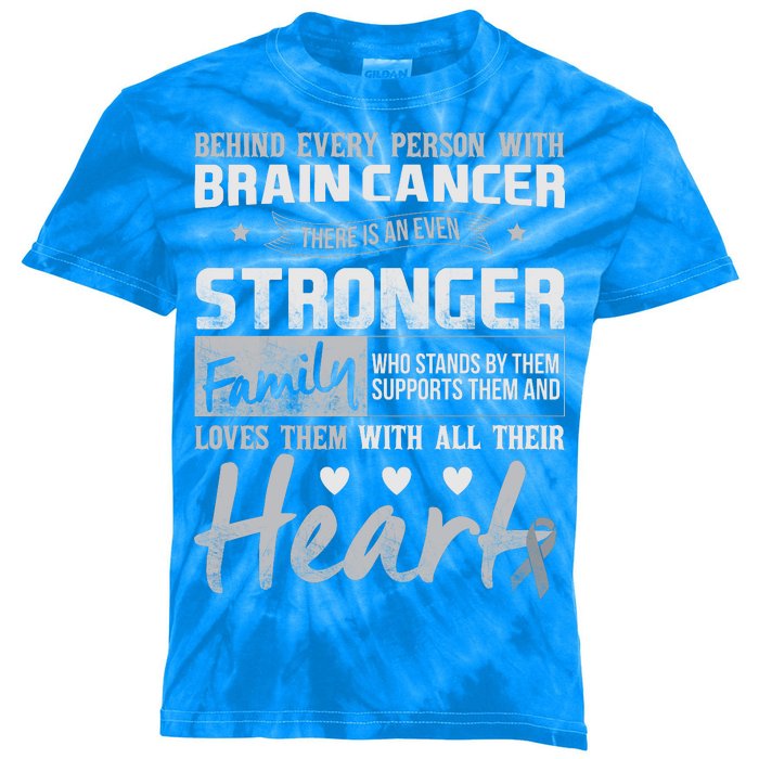 Brain Cancer Awareness Strong Family Kids Tie-Dye T-Shirt