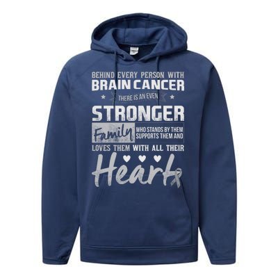 Brain Cancer Awareness Strong Family Performance Fleece Hoodie