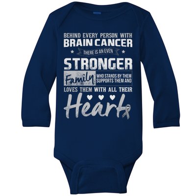 Brain Cancer Awareness Strong Family Baby Long Sleeve Bodysuit