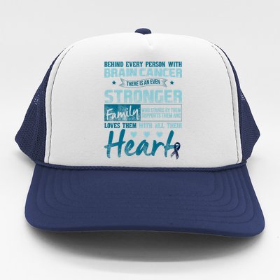 Brain Cancer Awareness Strong Family Trucker Hat