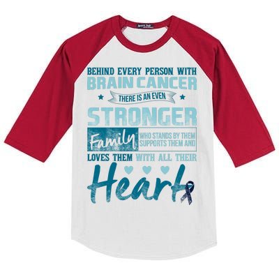 Brain Cancer Awareness Strong Family Kids Colorblock Raglan Jersey