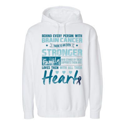 Brain Cancer Awareness Strong Family Garment-Dyed Fleece Hoodie