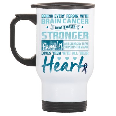Brain Cancer Awareness Strong Family Stainless Steel Travel Mug