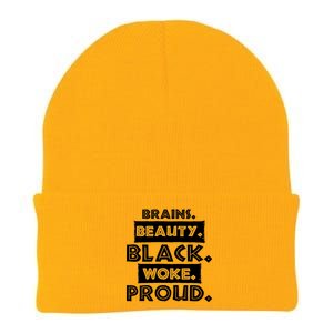 Brains Beauty Black Woke Proud Knit Cap Winter Beanie