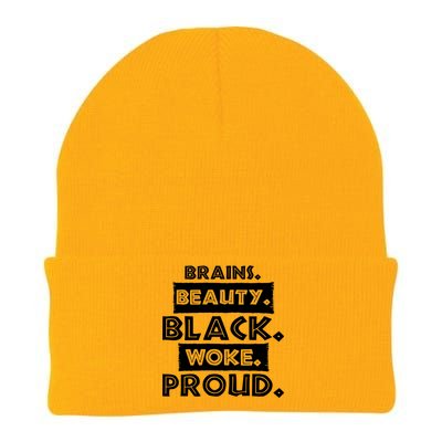 Brains Beauty Black Woke Proud Knit Cap Winter Beanie