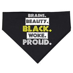 Brains Beauty Black Woke Proud USA-Made Doggie Bandana