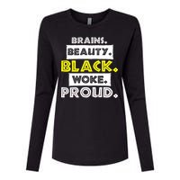 Brains Beauty Black Woke Proud Womens Cotton Relaxed Long Sleeve T-Shirt