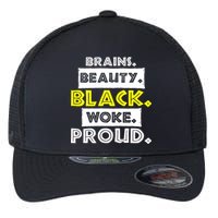 Brains Beauty Black Woke Proud Flexfit Unipanel Trucker Cap