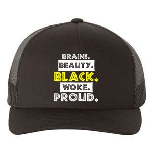 Brains Beauty Black Woke Proud Yupoong Adult 5-Panel Trucker Hat