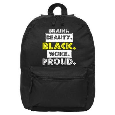 Brains Beauty Black Woke Proud 16 in Basic Backpack