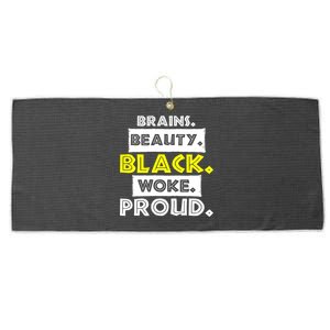 Brains Beauty Black Woke Proud Large Microfiber Waffle Golf Towel