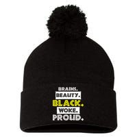 Brains Beauty Black Woke Proud Pom Pom 12in Knit Beanie