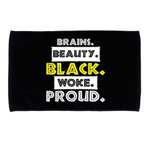 Brains Beauty Black Woke Proud Microfiber Hand Towel