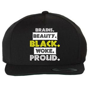 Brains Beauty Black Woke Proud Wool Snapback Cap