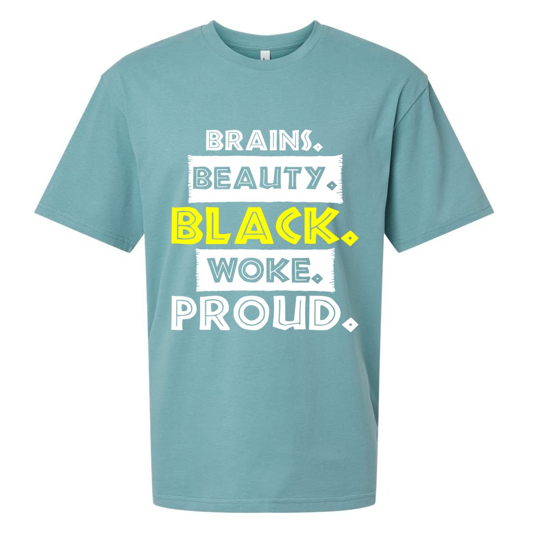 Brains Beauty Black Woke Proud Sueded Cloud Jersey T-Shirt
