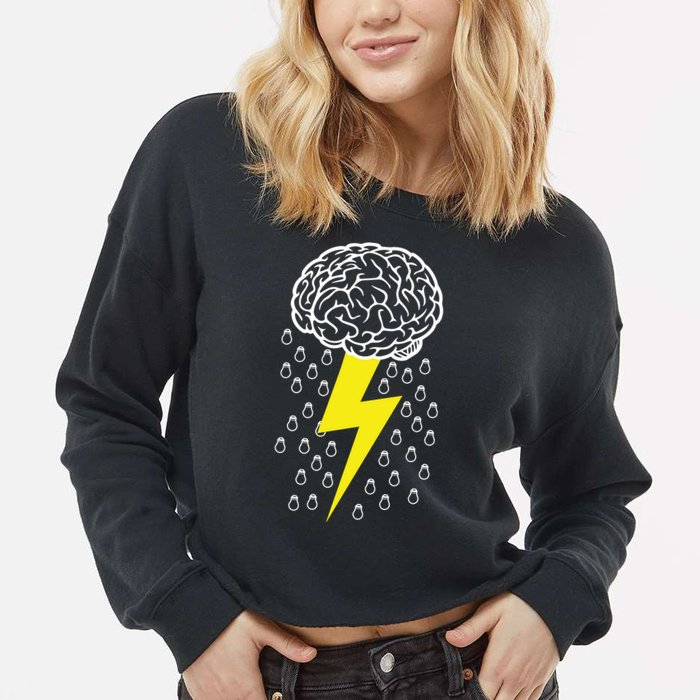 Brainstorm Lightning Cloud Cropped Pullover Crew