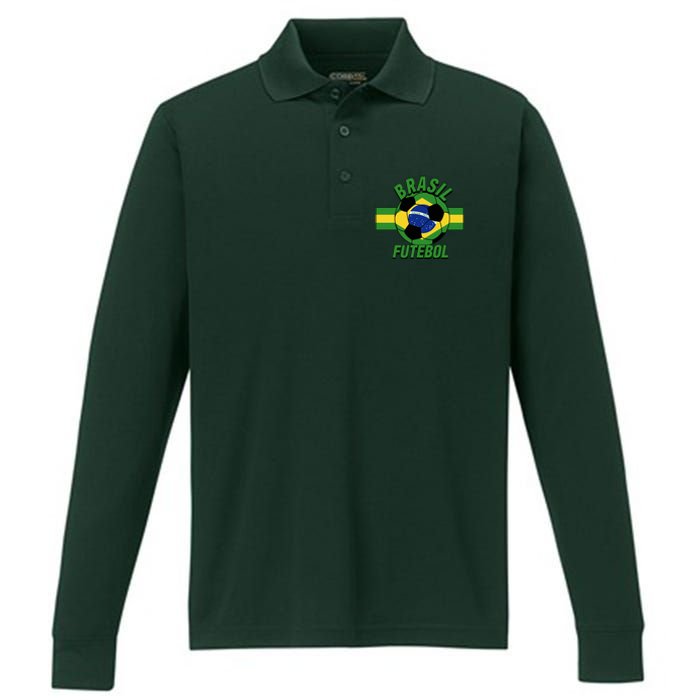 Brasil Futebol Brazil Soccer Performance Long Sleeve Polo