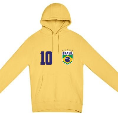 Brasil World Cup Soccer Emblem Jersey Premium Pullover Hoodie