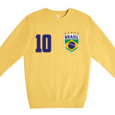 Brasil World Cup Soccer Emblem Jersey Premium Crewneck Sweatshirt