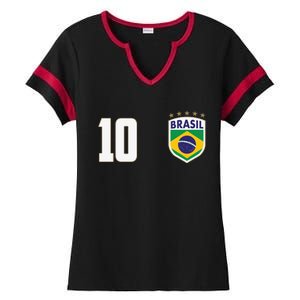 Brasil World Cup Soccer Emblem Jersey Ladies Halftime Notch Neck Tee