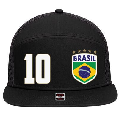 Brasil World Cup Soccer Emblem Jersey 7 Panel Mesh Trucker Snapback Hat