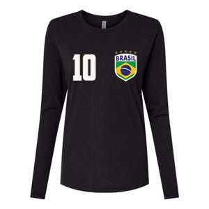 Brasil World Cup Soccer Emblem Jersey Womens Cotton Relaxed Long Sleeve T-Shirt