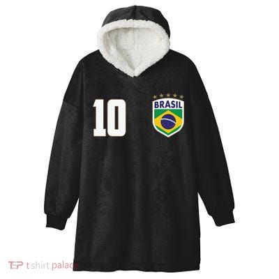 Brasil World Cup Soccer Emblem Jersey Hooded Wearable Blanket