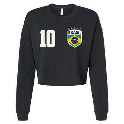 Brasil World Cup Soccer Emblem Jersey Cropped Pullover Crew