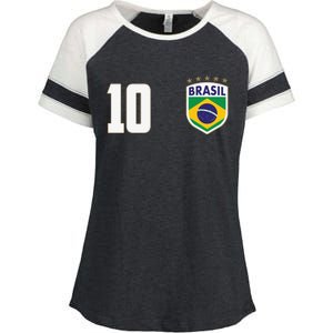 Brasil World Cup Soccer Emblem Jersey Enza Ladies Jersey Colorblock Tee