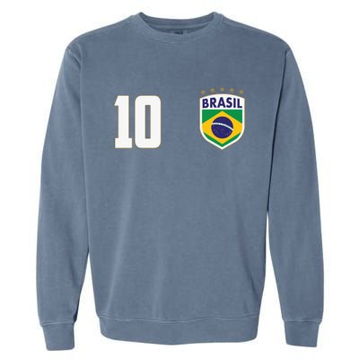 Brasil World Cup Soccer Emblem Jersey Garment-Dyed Sweatshirt