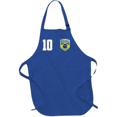 Brasil World Cup Soccer Emblem Jersey Full-Length Apron With Pockets