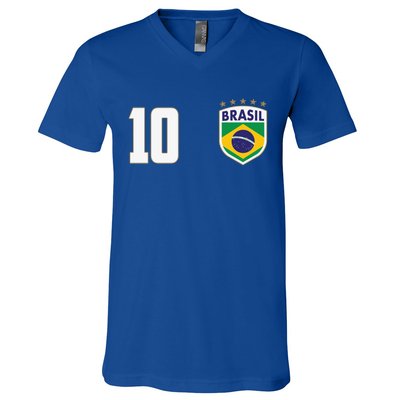 Brasil World Cup Soccer Emblem Jersey V-Neck T-Shirt