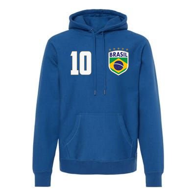 Brasil World Cup Soccer Emblem Jersey Premium Hoodie