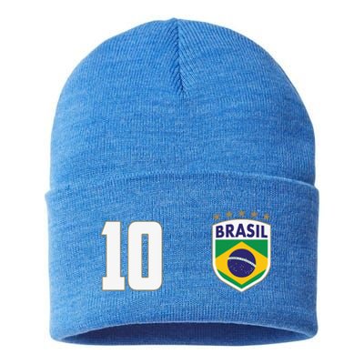 Brasil World Cup Soccer Emblem Jersey Sustainable Knit Beanie