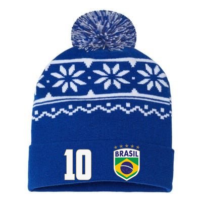 Brasil World Cup Soccer Emblem Jersey USA-Made Snowflake Beanie