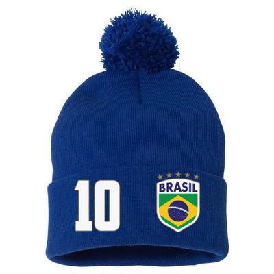 Brasil World Cup Soccer Emblem Jersey Pom Pom 12in Knit Beanie