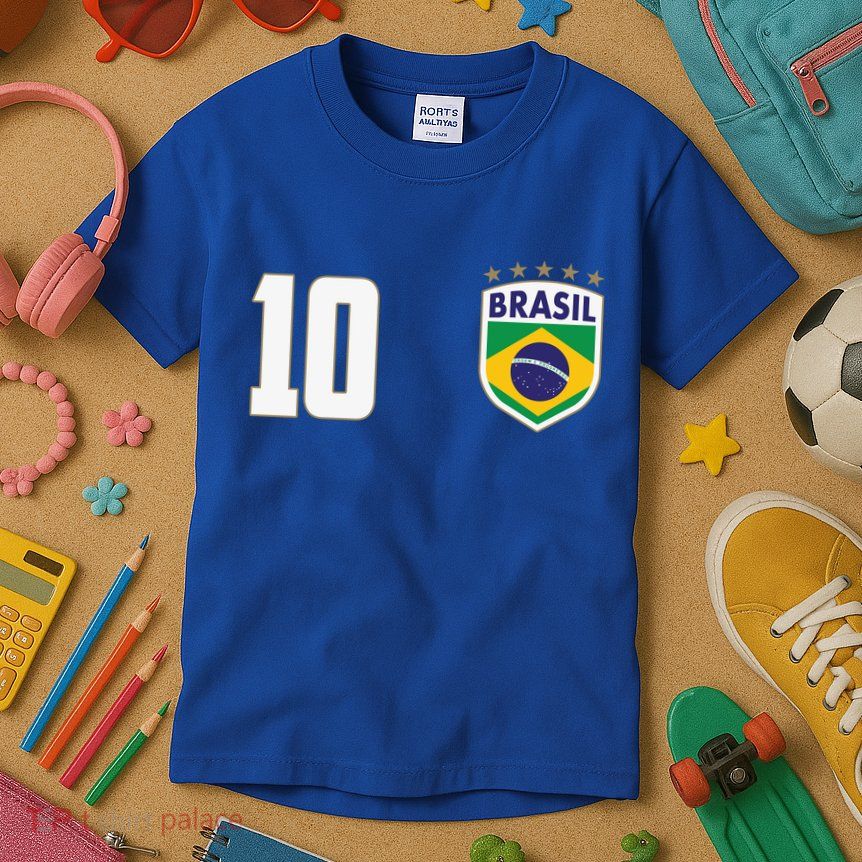 Brasil World Cup Soccer Emblem Jersey Kids T-Shirt