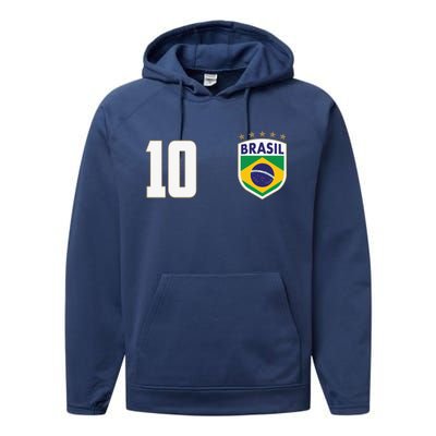 Brasil World Cup Soccer Emblem Jersey Performance Fleece Hoodie