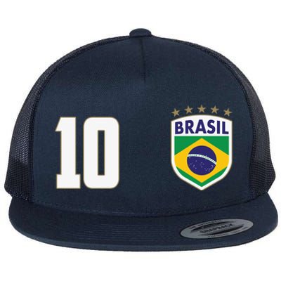 Brasil World Cup Soccer Emblem Jersey Flat Bill Trucker Hat