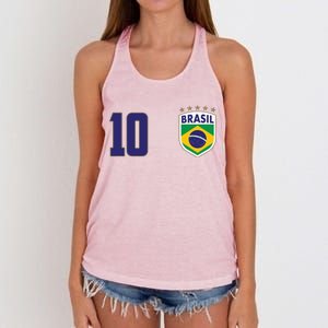 Brasil World Cup Soccer Emblem Jersey Women's Knotted Racerback Tank