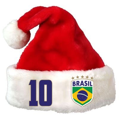 Brasil World Cup Soccer Emblem Jersey Premium Christmas Santa Hat