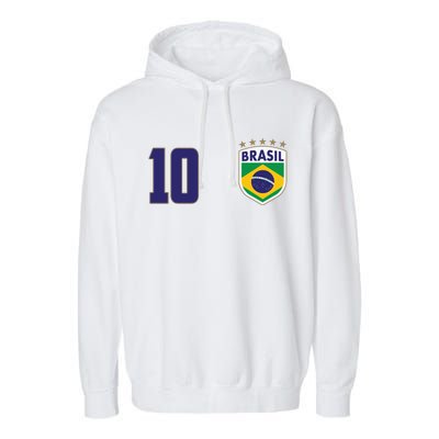 Brasil World Cup Soccer Emblem Jersey Garment-Dyed Fleece Hoodie