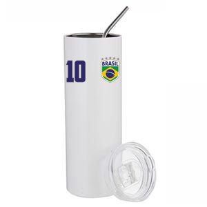 Brasil World Cup Soccer Emblem Jersey Stainless Steel Tumbler