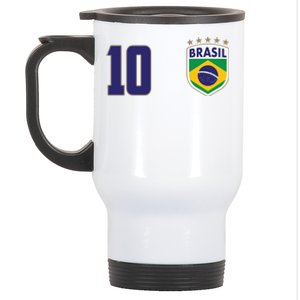 Brasil World Cup Soccer Emblem Jersey Stainless Steel Travel Mug