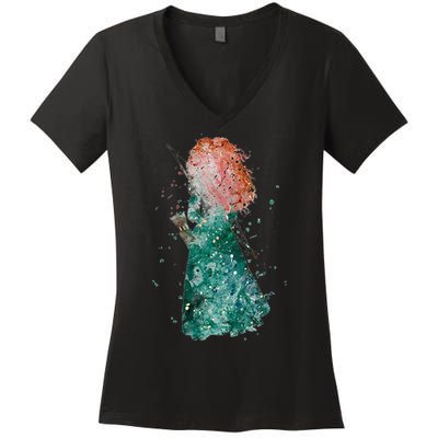 Brave Merida Watercolor Women's V-Neck T-Shirt